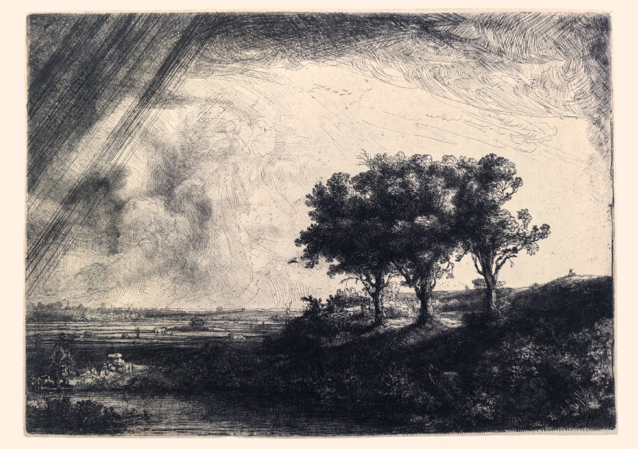 Rembrandt van Rijn «Die Landschaft mit den drei Bäumen» 1643